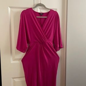 Express surplice neck batwing sleeve wrap dress